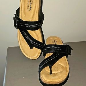 CLARKS BRYN MADI SANDALS  BLACK LEATHER sz 6